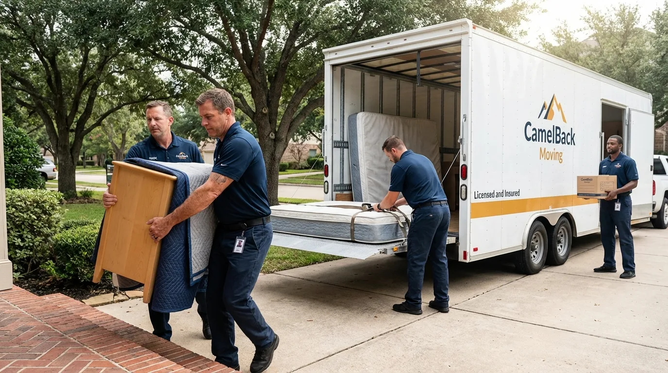 Crew loading residential truck for cross-state move from Clover, SC